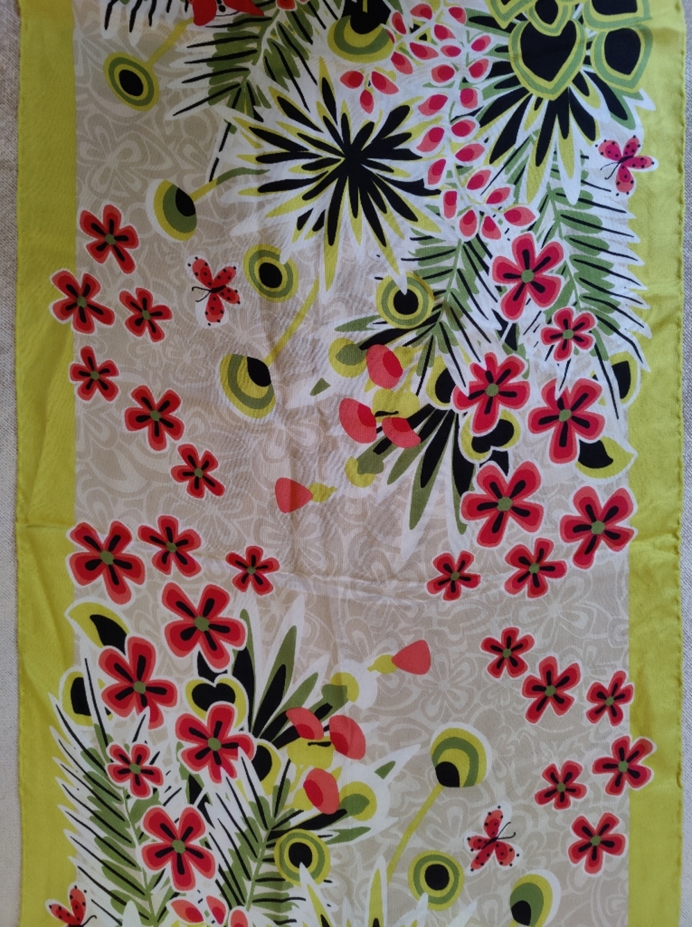 Vintage Carlisle Lime Floral Silk Scarf - Picture 4 of 8